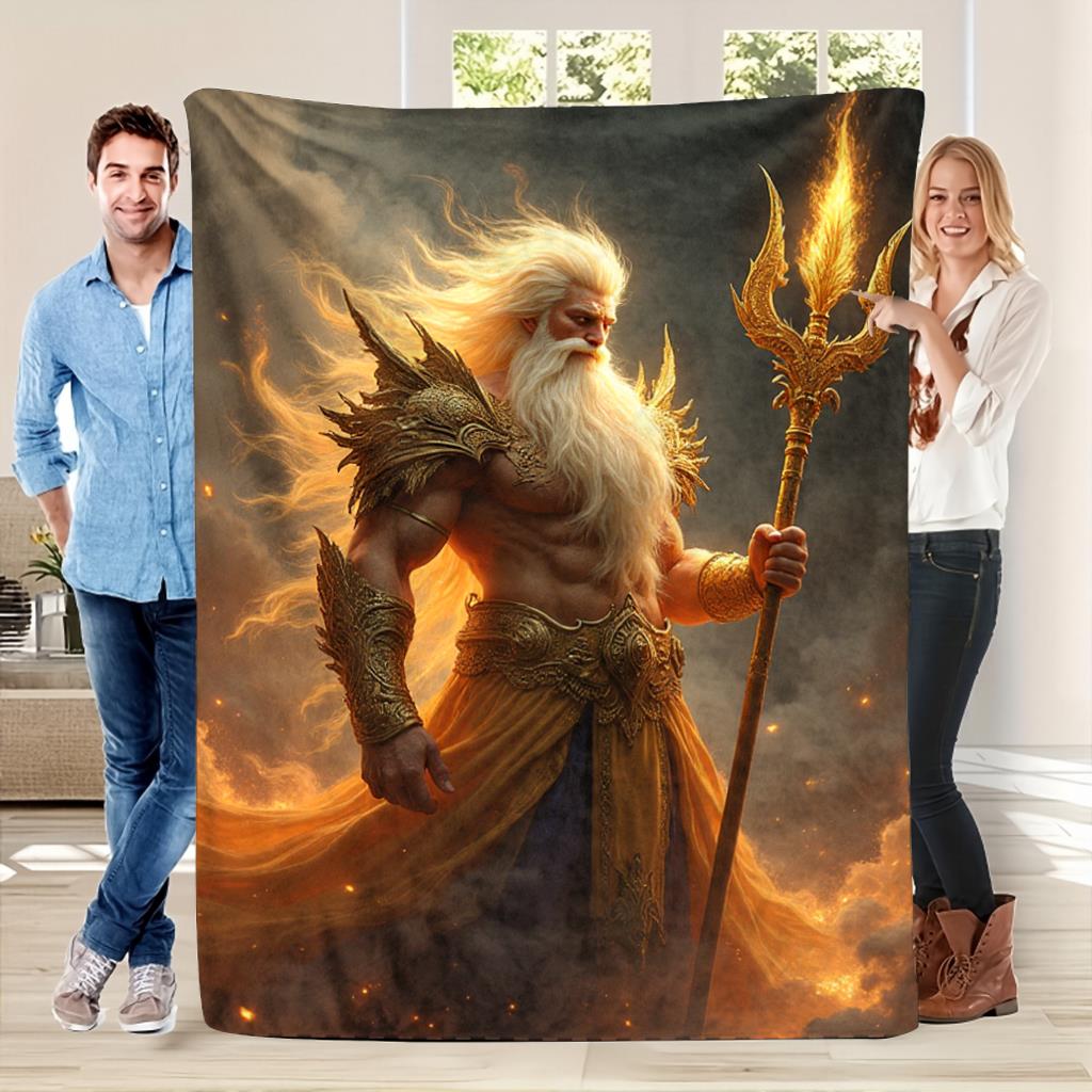 

Medieval armor and dragon staff patterns Flannel printed blanket suitable for all seasons for living room office sofa and travel 75x100cm