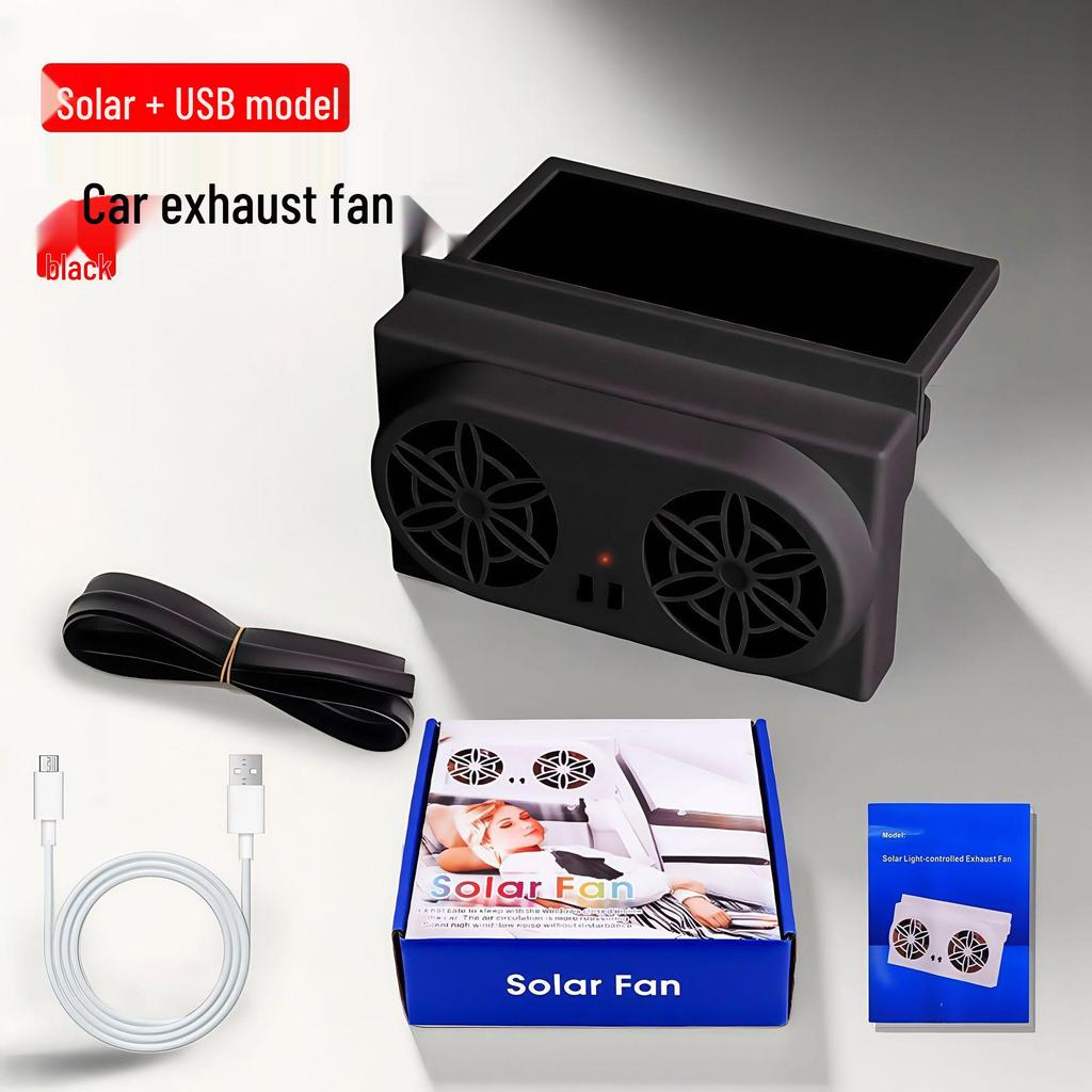 Summer Solar Car Exhaust Fan: Three-Head Solar-Powered Cooling and Deodorizing Ventilation Fan