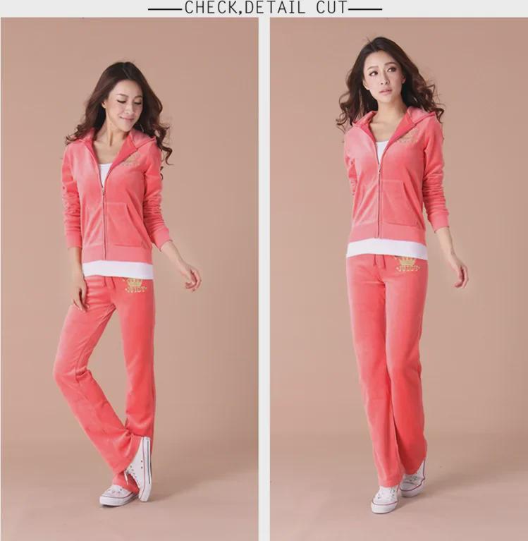 2025 Autumn Korean Gold Velvet Embroidered Outdoor Two-Piece Suit In Plus Size