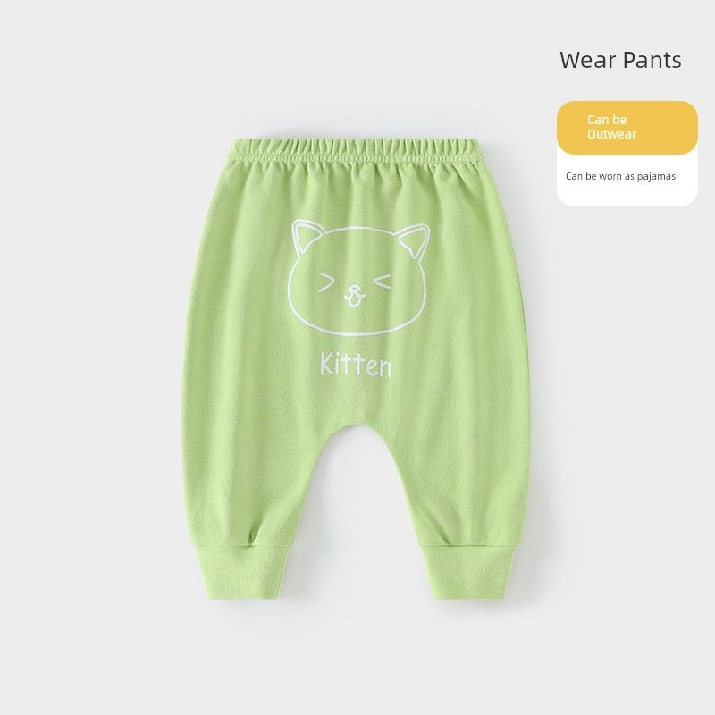 [Fleece-lined] Baby pants Fall and winter baby fart pants kids Heattech boys big pp pants autumn girl cotton pants