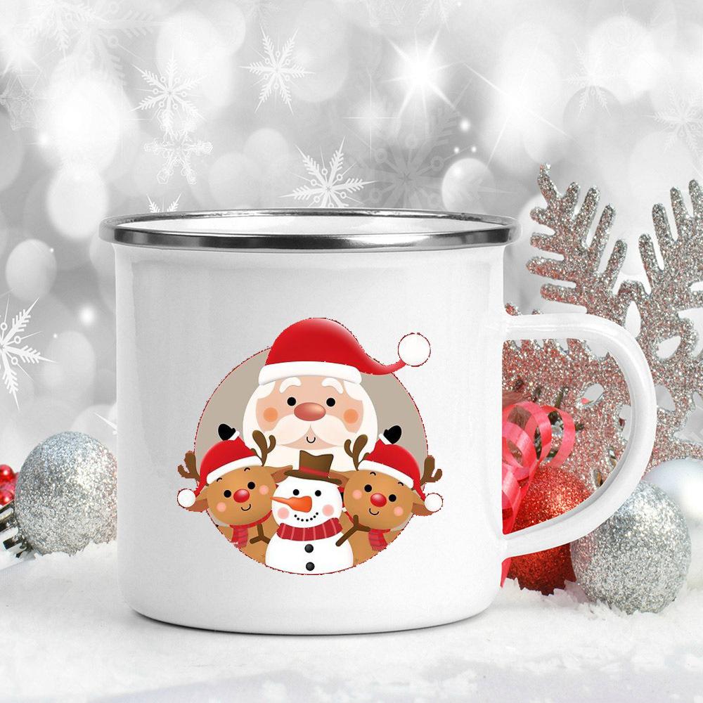 

Кружка с принтом колокольчиков Холли, эмалированные кружки для кофе, кружки с ручкой, кружка для пива, сока, чашки для веселого Рождества, кухонные вечеринки, декор для нового года, подарки