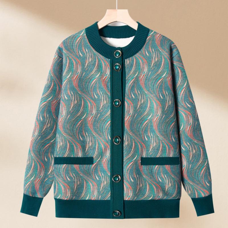 

Бабушкин зимний вязаный свитер, повседневное пальто для пожилой женщины, флисовая утолщенная одежда для мамы, осенняя одежда, теплая кофта 4XL (recommended 140-82.5 kg) темно-зеленого