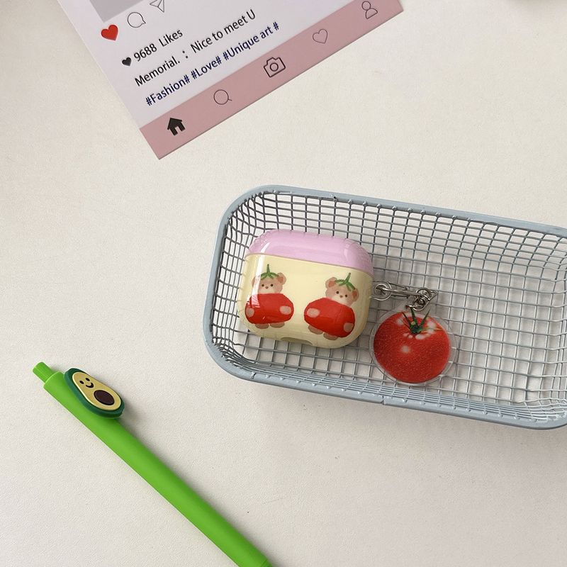 

Защитный чехол для наушников Pro2, чехол для наушников второго и третьего поколения, версия с шумоподавлением, третье поколение, четвертое поколение, корейский, милый, забавный, инс Apple Airpods Pro [Tomato Bear] send pendant