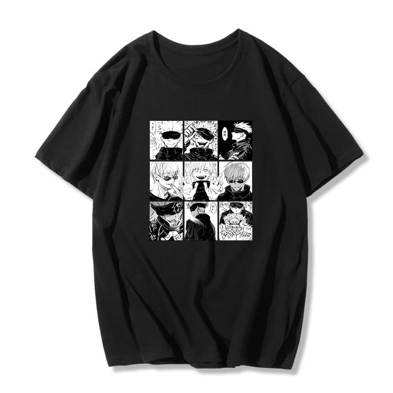 Japanese Anime Jujutsu Kaisen T-shirt Ulzzang Fun Cartoon Gojo Satoru&Yuji Itadori Print Loose Chic Harajuku Punk Women T-shirt