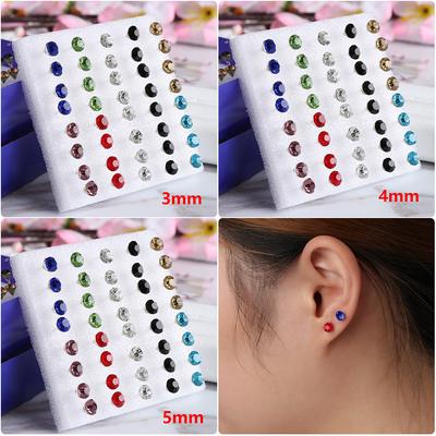 20 Pairs/40 Pcs Pin Clear Crystal Avoid Allergy Ear Studs Jewelry Rhinestone Colorful Crystal