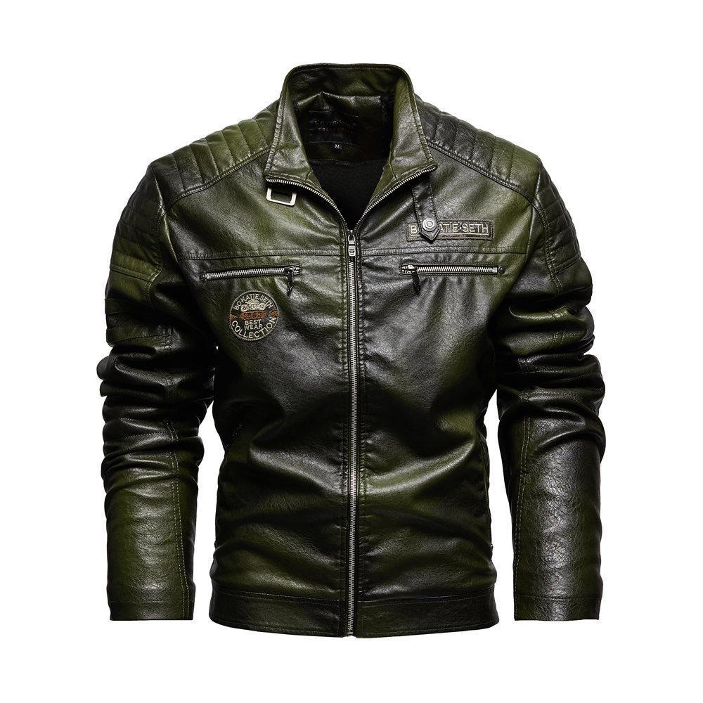 Veste de moto en cuir PU transfrontalier pour homme, style européen/américain, moderne et robuste, plus velours.