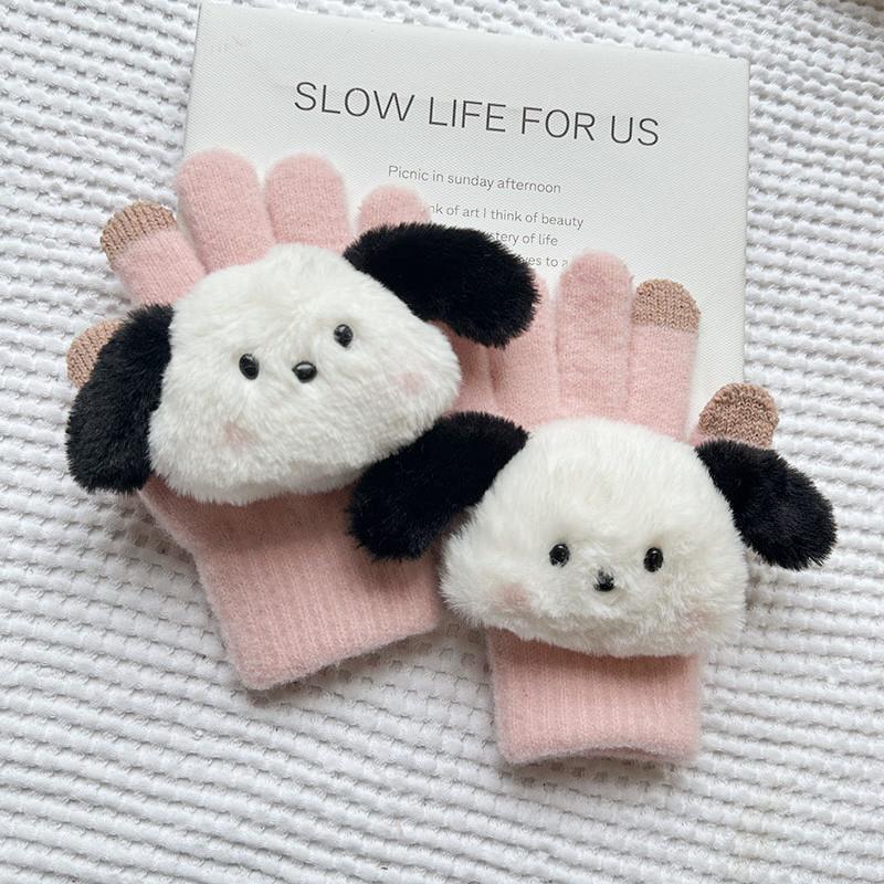 Korean Autumn and Winter Children's Gloves Sanrio Cartoon Warm and Cold Proof Thickened Baby Gloves Knitted Five Finger Gloves