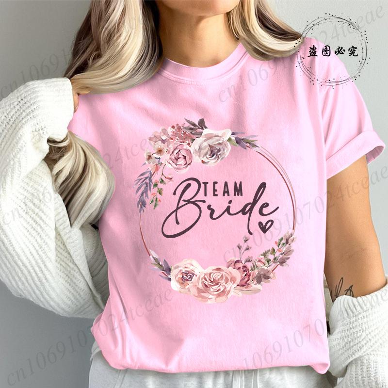 Bridal Graphic T Shirt for Women T Shirt Bride Team Tshirt Bride To Be Fashion T Shirt Women Bachelorette Party TShirt Tops T01