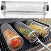 Edelstahl Grillrost Grillkäfig Camping Picknick Kochgeschirr Outdoor Runder BBQ Lagerfeuergrill Rollbarer Grillkorb