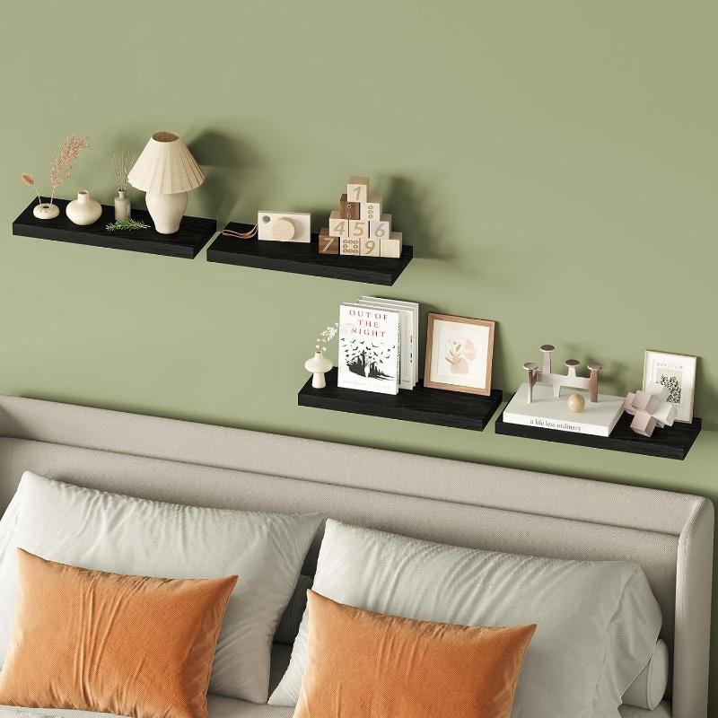 Soggiorno Camera da letto Scaffali a muro in legno rustico Scaffale sospeso Organizzatore per la casa Espositore da parete