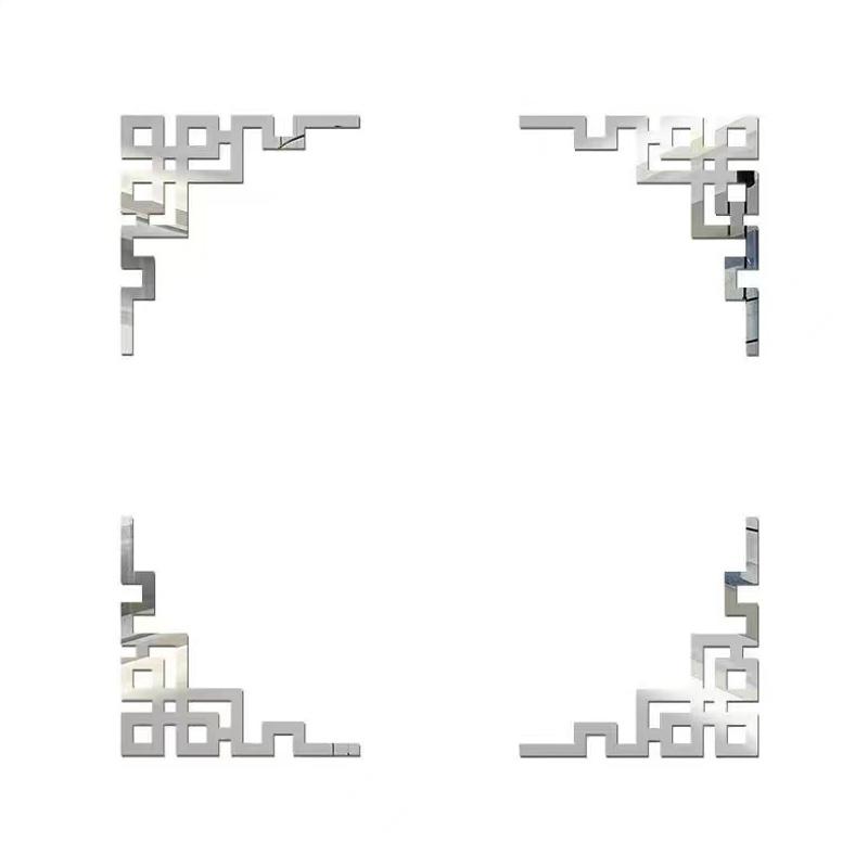 4pcs Corner Mirror Sticker Acrylic 3D Wall Stickers Self-adhesive Cabinet Edge Building Border Living Room Bedroom Home Decor