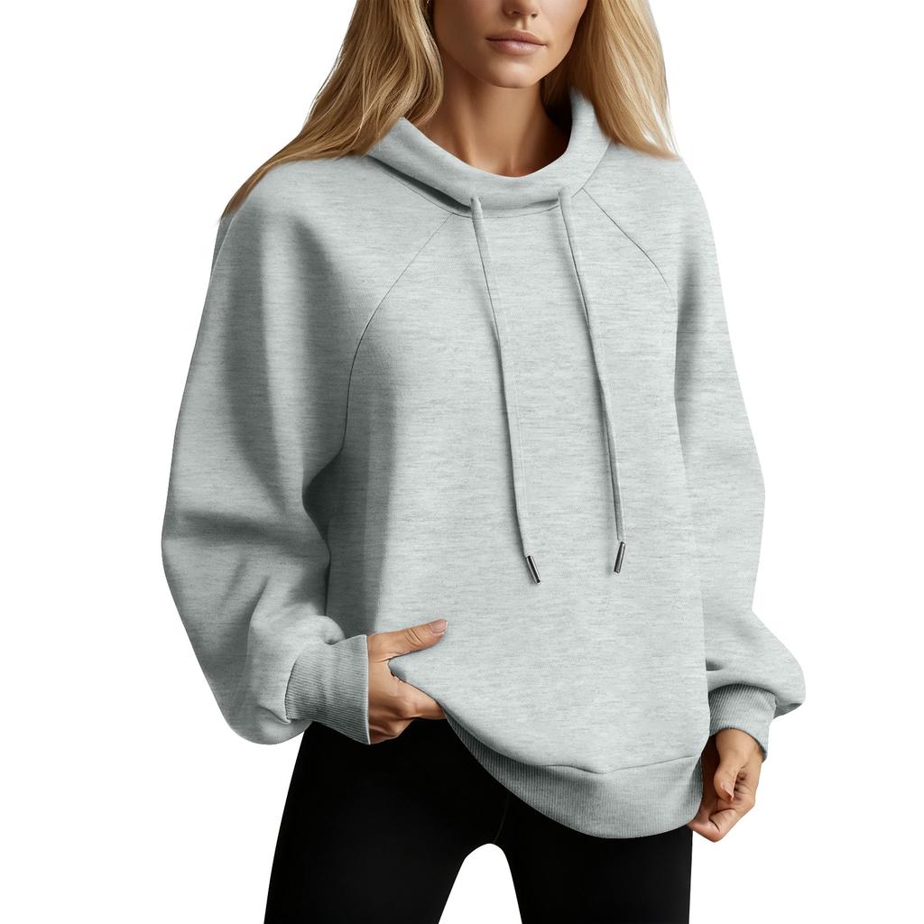 Dámská mikina se stojáčkem Nadměrný rolák Se stahovací šňůrkou Pulovr Top s dlouhým rukávem