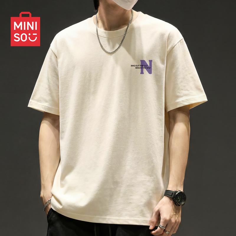MINISO Men's Pure Cotton Loose-Fit Round-Neck T-Shirt