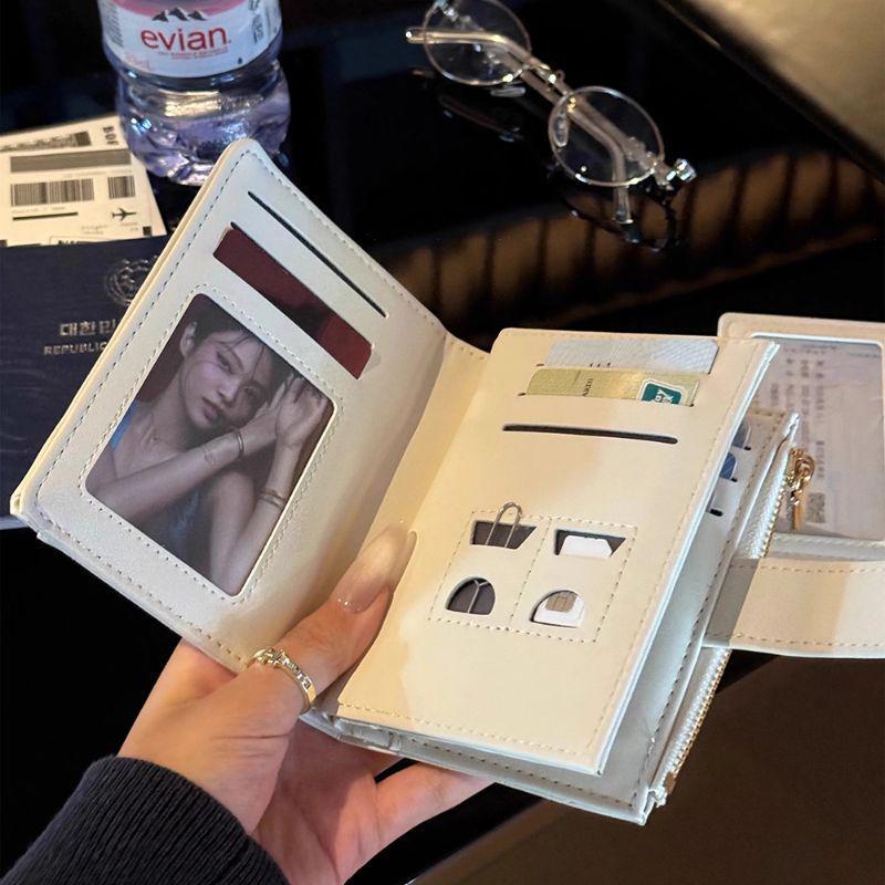 Korean Crocodile Print Minimalist Women's Foldable Wallet with Multi-Card Slots