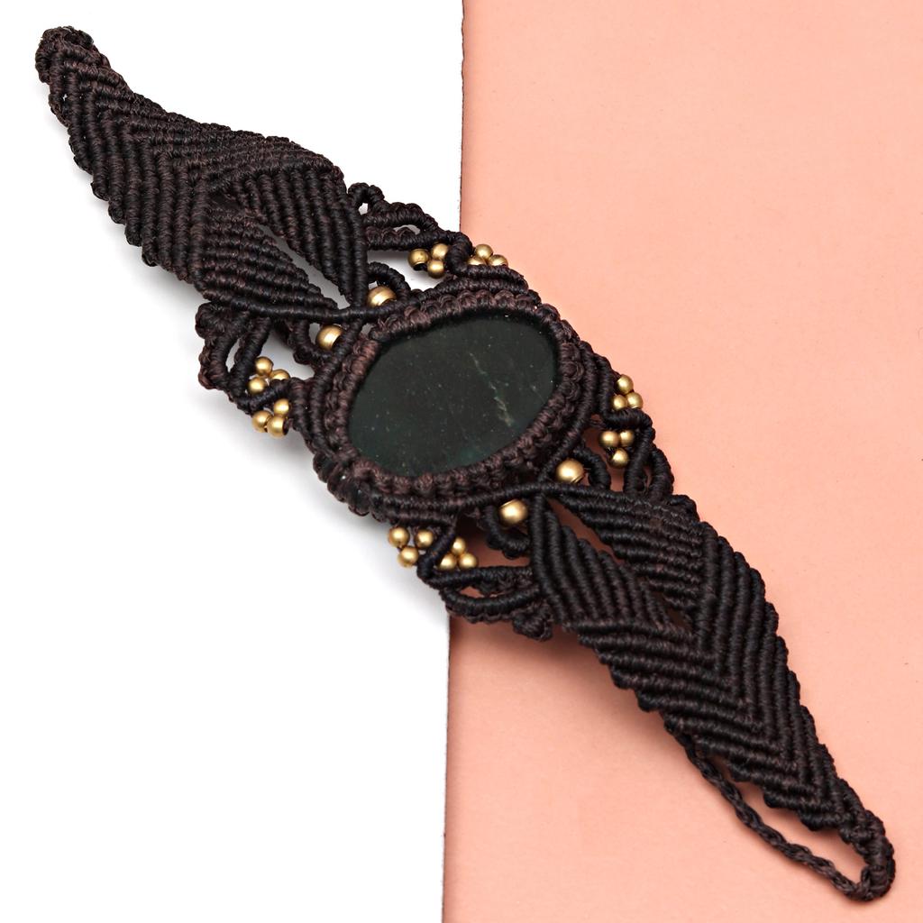 Makramee Armband verstellbar Onyx schwarz 8mm Perlen Naturstein Armbänder Perlen