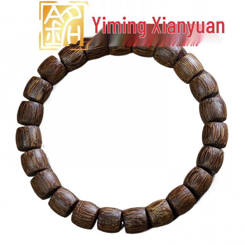 Yi Ming Xian Yuan Solid Wood Bamboo Spacer Beads Bracelet: Unisex Cultural Play Hand Chain Gift