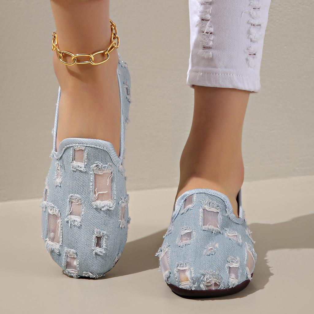 2025 Summer Single Shoe, Mesh Flat-soled Casual Cloth Shoes, Shallow Soft-soled Doudou Women's Shoes