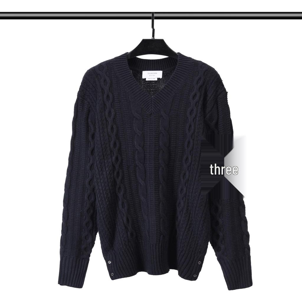 TB Browin Unisex V-Ausschnitt Wollpullover - Koreanischer Stil Lässige Strickware