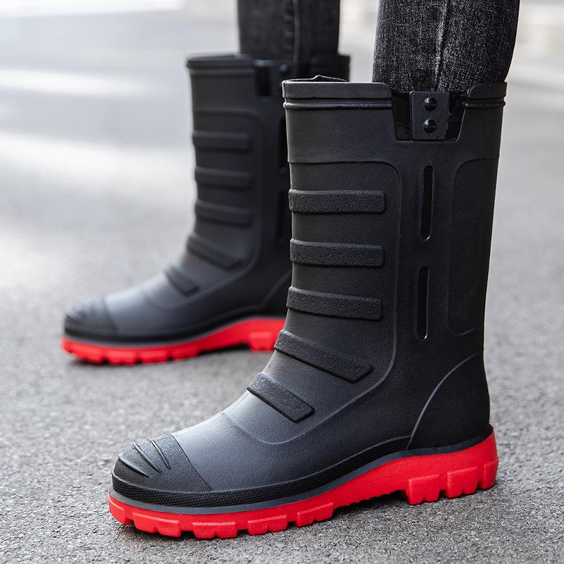 Fashion Unisex Rubber Shoes Men and Women Mid Calf Boots Waterproof Work Safety Rain Boots Fishing Husband Botas Para Lluvia