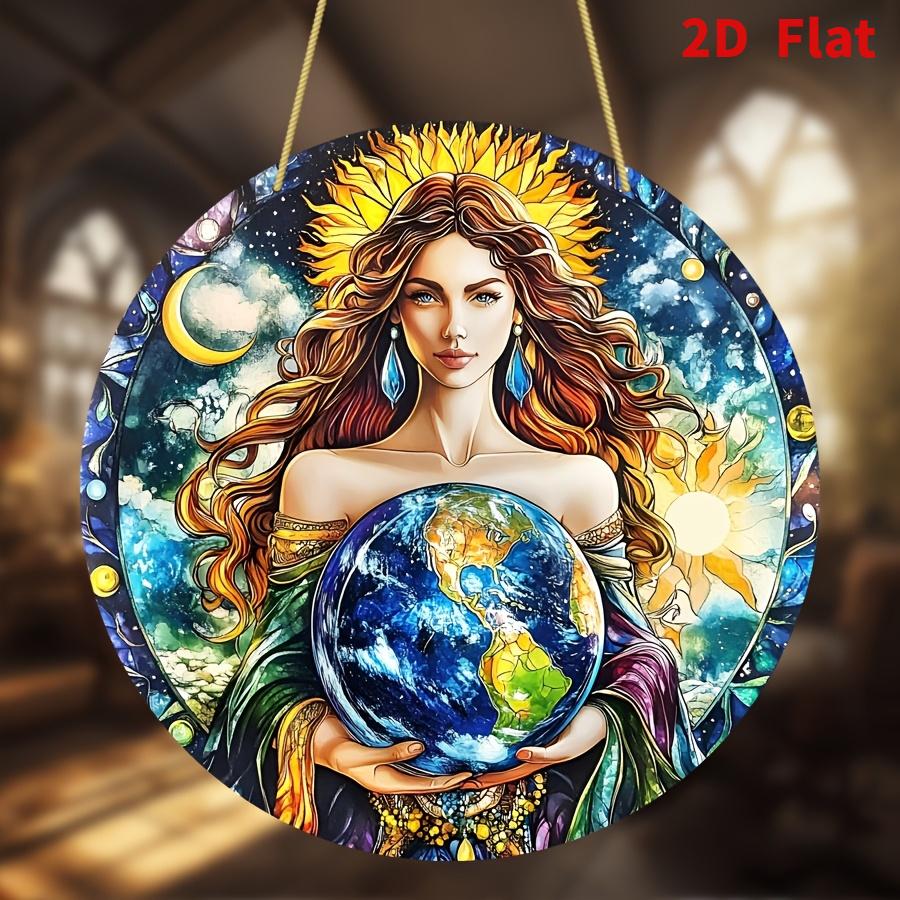 2D Flat Acrylic Goddess Gaia Decoration, No Need for Batteries/electricity, Unique Indoor/outdoor Decoration, Multi-purpose Traditional Style,