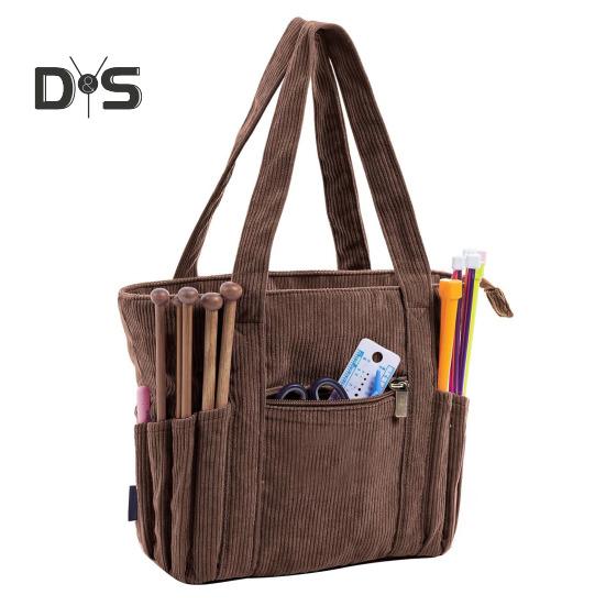 Knitting Bag Yarn Storage Organizer with Zipper Large Capacity Multipurpose Portable Knitting Tote Crochet Hooks Organizer