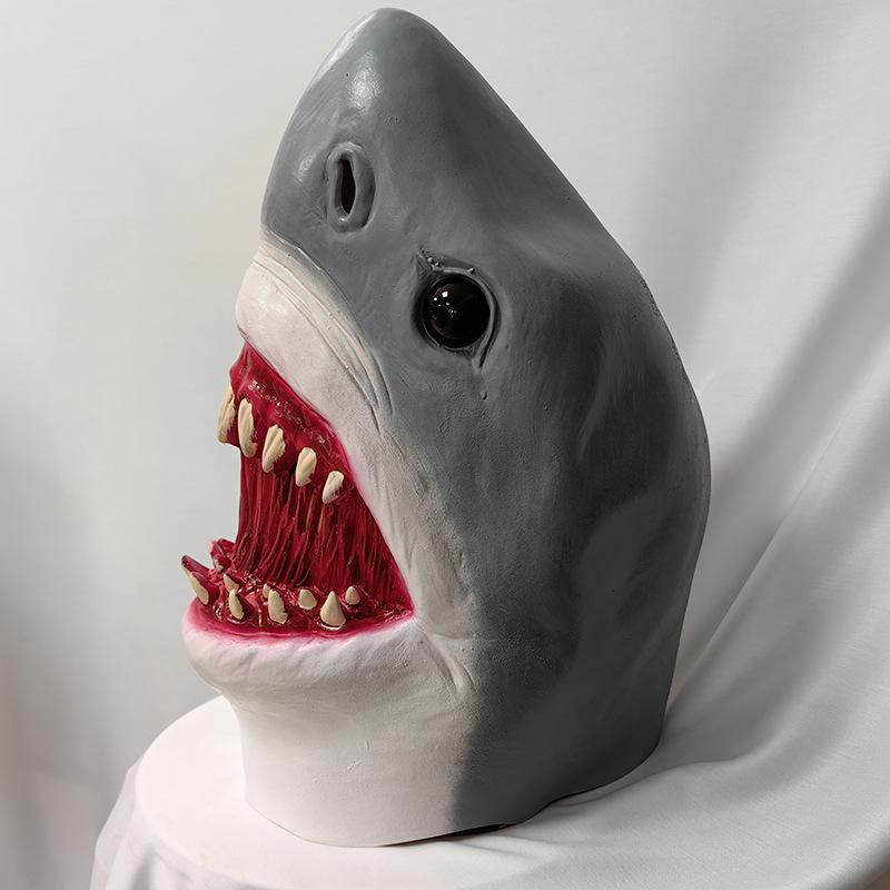 Megalodon Haai Masker Hoofddeksel Halloween Horror Grote Witte Haai Masker Maskerade Feest Attributen
