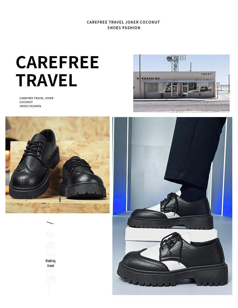 Herren Casual Britischer Stil Colorblock Lederschuhe mit dicker Sohle und Höhenerhöhung
