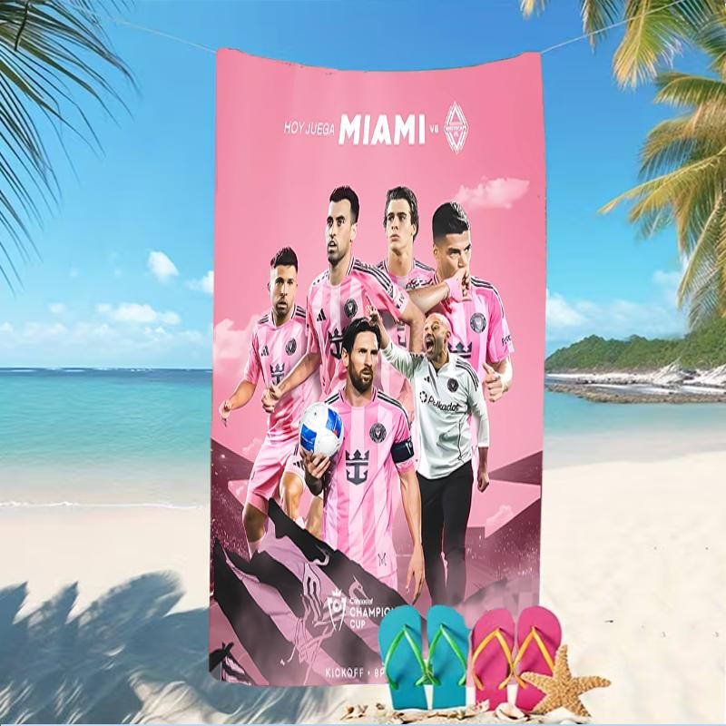 Beach Towel with Inter Miami CF Pattern - soft,absorbent,machine washable Lightweight&Modern,swimming,Travel Essentials