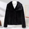 Popular high-end Hepburn style short Coat for women's Winter Mink coat Ladies Fur Jackets Fur Car Strip Mink Jacket