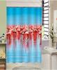 Polyester 3d Waterproof Shower Curtain Redcrowned Pattern With 12 Hooks Plastic
