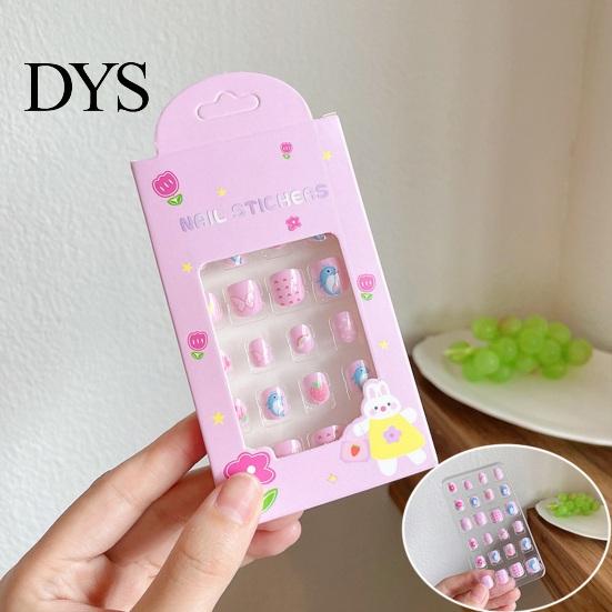 Nail Art Patch 24Pcs Kids Fake Kawaii Fun Designs For Children Stickers Set Creative DIY Kit for Decorations Easy-to-apply Nails