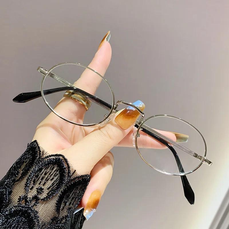 Men Women Trendy Finished Myopia Glasses Unisex Small Round Frame Eyewear Vintage Fashion Blue Light Blocking Eyeglasses 0-4.0