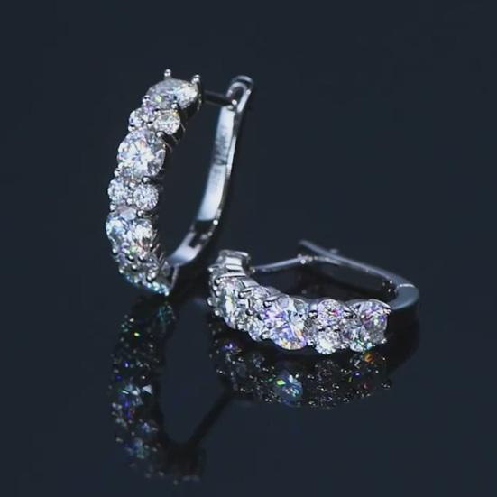 1 Pair Ear-buckle Earrings, Circle Earrings with Dazzling Cubic Zirconia, Layered Design Easy to Wear Round Earrings for Daily Wear