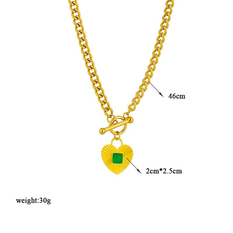 Vintage Emerald Zircon Pendant Necklace and Earrings Set Elegant Women Jewelry