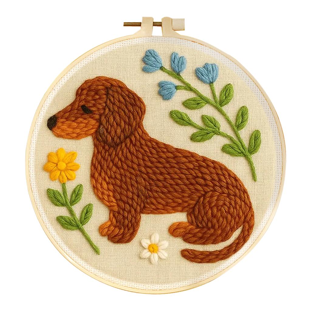 DIY Punch Needle Embroidery Kit Fox Animal Pattern Starter Kit Magic Tufting Set Poking with Yarn Cross Stitch Tools For Knittin