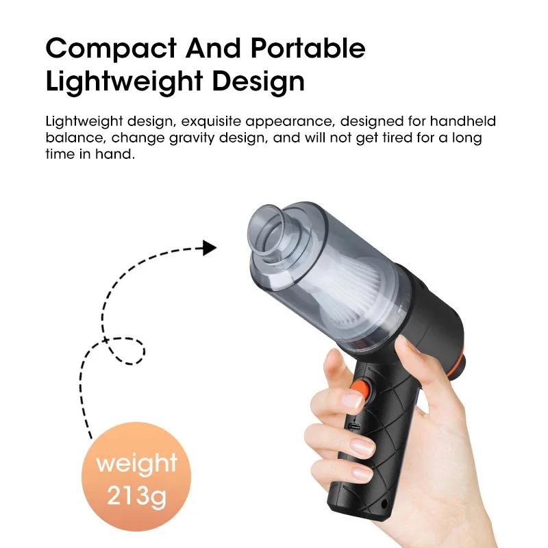 Wireless Portable Vacuum 2000mAh Car Vacuum USB Charging Deep Cleaning Handheld 6000pa Suction for Home Car Pet Hair and Office