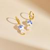 Retro Heart-shaped Porcelain Earrings for Women,Blue and White Imitation Pearl Chinese Cultural Earrings,Charm Jewelry Gifts