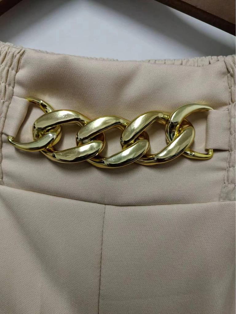 2025 High-Waisted Slimming Chain Ruched Wide-Leg Pants for Spring and Autumn