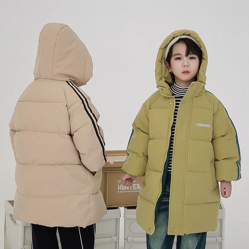 New children's winter warm mid-length lightweight fashion versatile thickened warm hooded down cotton jacket