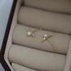 Exquisite Arc Shell Pearl Zircon 925 Sterling Silver Plated 14K Gold Earrings for Women Gentle Small Elegant Jewelry Accessories