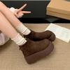 Vintage Brown Maillard Slim Platform Boots Women's 2025 New Autumn with Skirt Small Height-increasing Short Boots