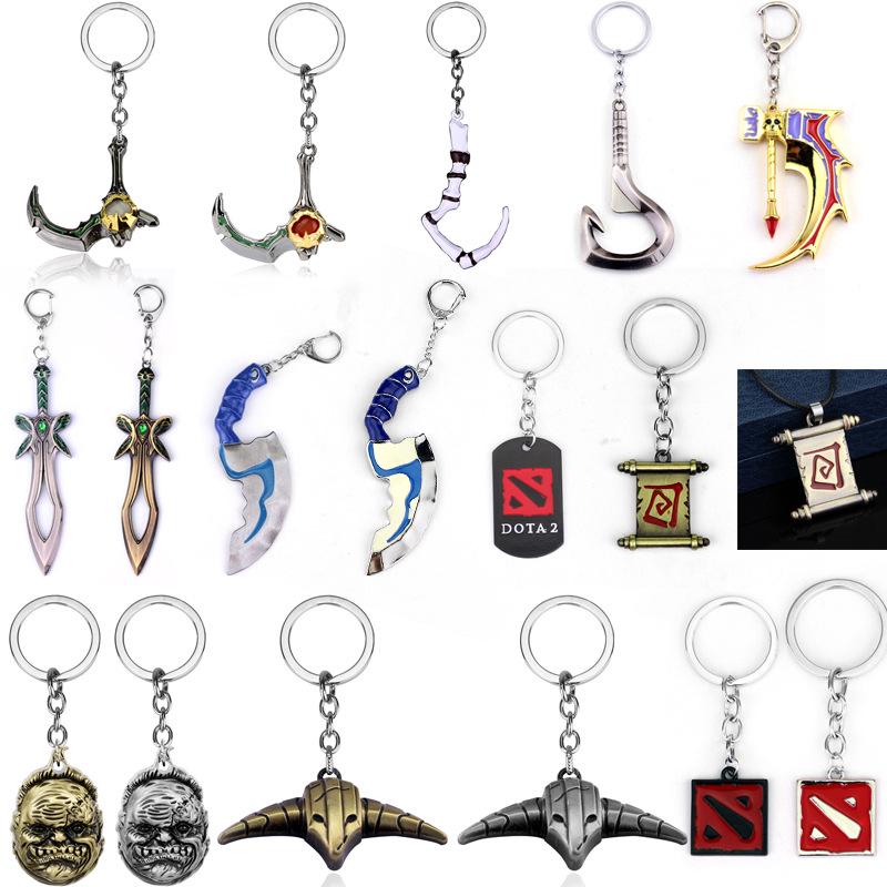 DOTA2 Weapon Model & Portal Scroll Pendant Necklace with Dota Logo Keychain