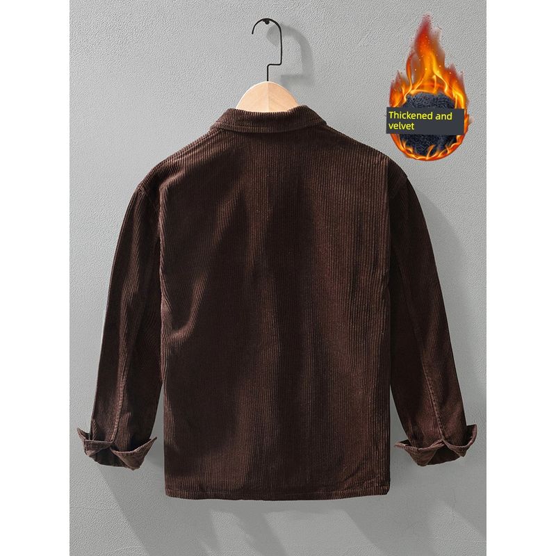 Winter Chinese-Style Retro Fleece-Lined Thickened Jacket Men's Corduroy Cotton Coat Warm Cotton-Padded Jacket Chinese Style Cotton-Padded Jacket