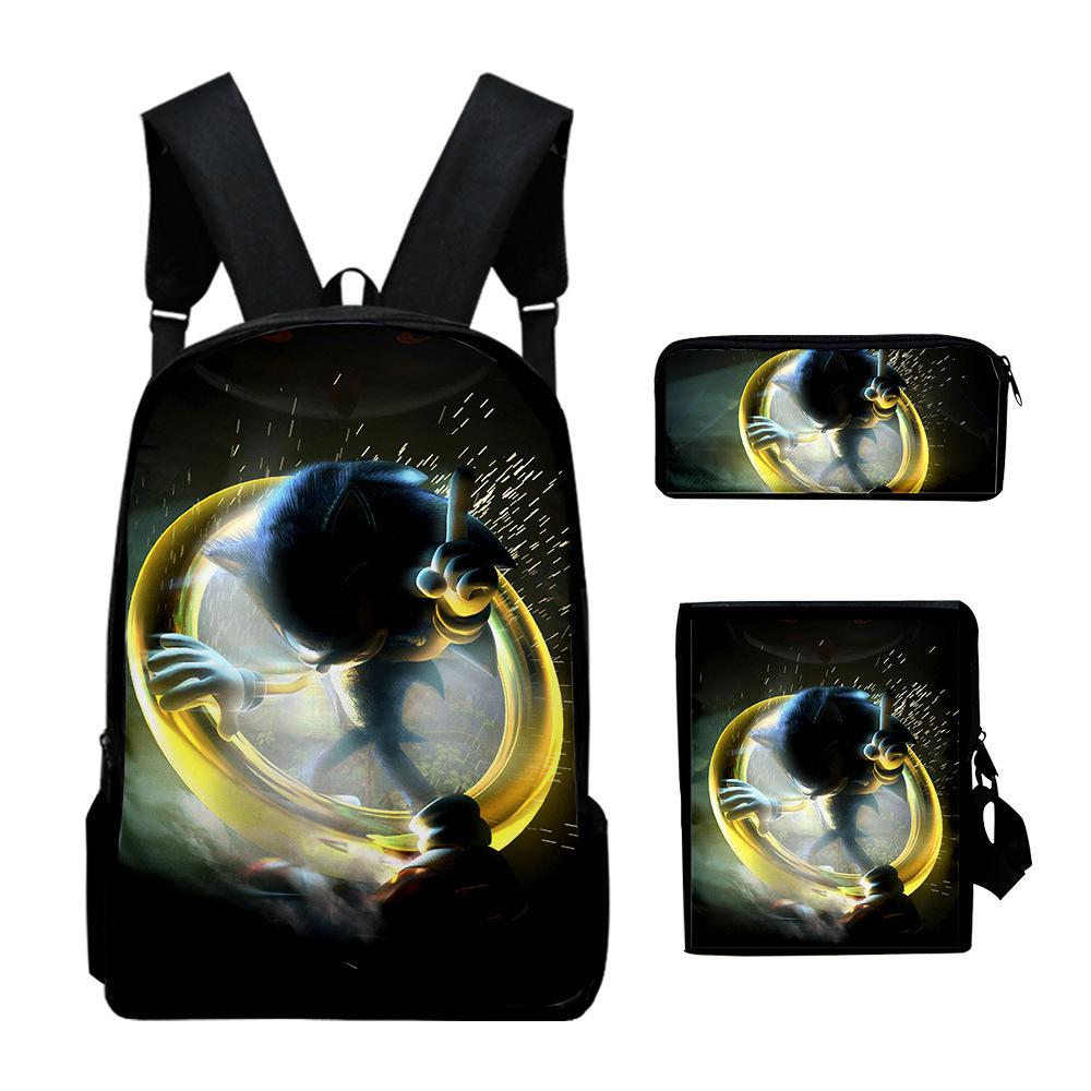 Anime Sonic Backpack Set 3D Printed Backpack Three-Piece Set