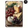 Vintage Cheese  Grapes Still Life Metal Sign Rustic Kitchen Home Decor PreDrilled Easy Hang Durable IndoorOutdoor Wall