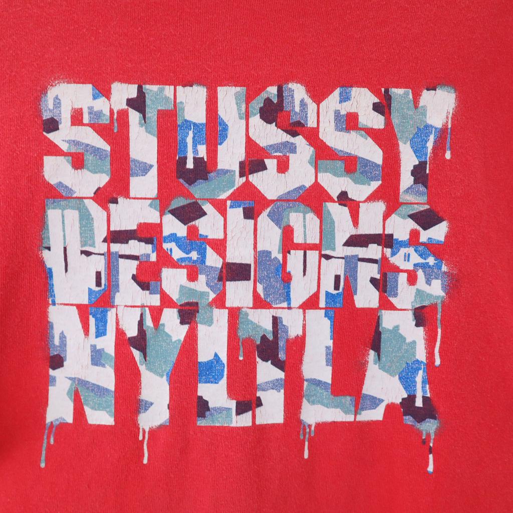 STUSSY 90s Made in USA Old Short sleeve T-shirt L Red Men's Used