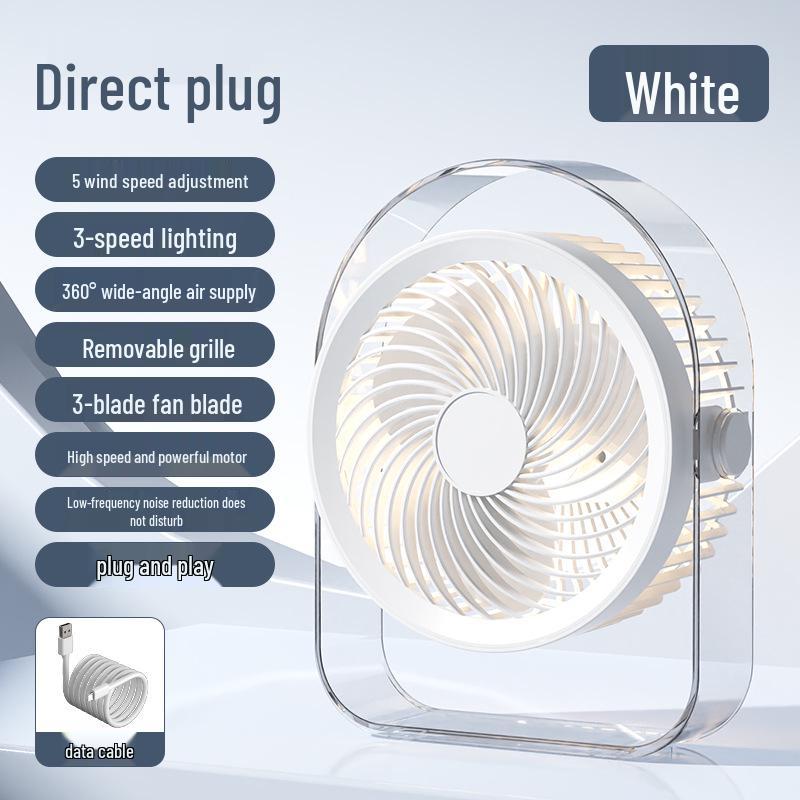 Portable Desktop Mini Fan with Multifunctional Light - Rechargeable and Powerful for Dorms and Desks