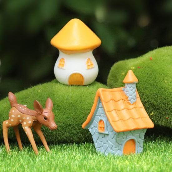 Miniature House Fairy Garden Accessory Tiny Village House Bonsai Terrarium Crafts Mini Resin Figurine for Plant Pot Micro Landscape