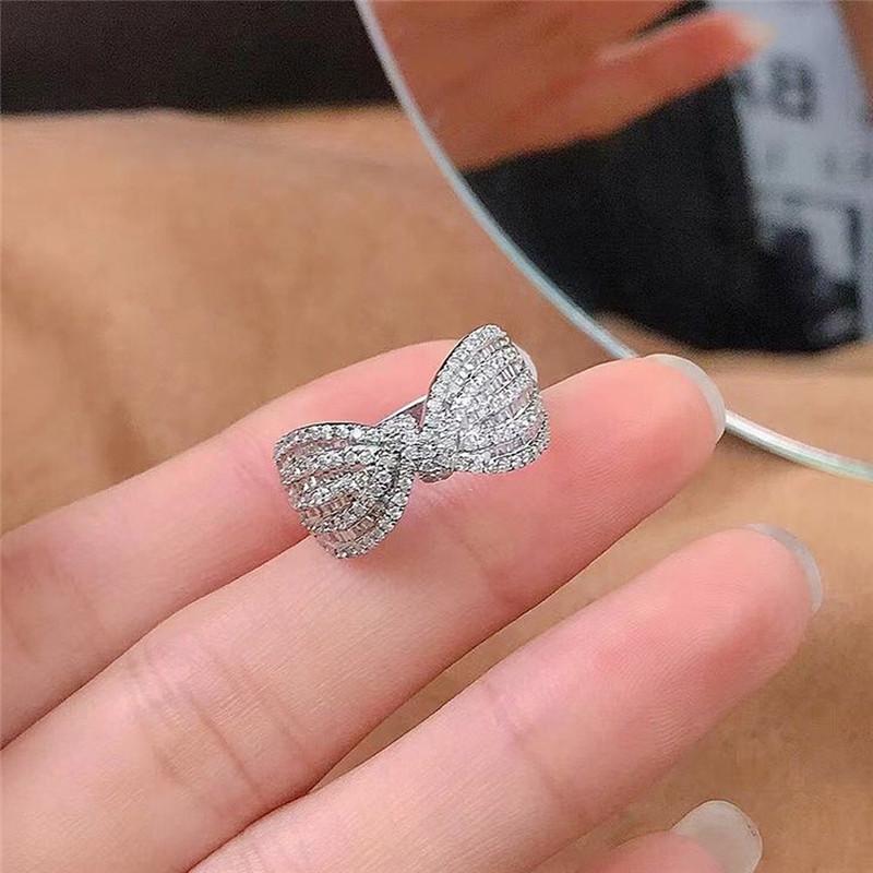 CopperFancy Bow Ring with Dazzling CZ Women Finger Ring Newly Designed Wedding Bands Statement Accessories Jewelry