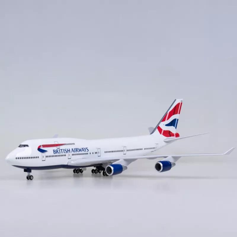 47cm 1/150 Scale B747 British Airways Aircraft Airplane Model Toys with Light Diecast Resin Plane Collection Display Gifts Fans
